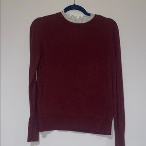 Burgundy Sweater with Lace Collar